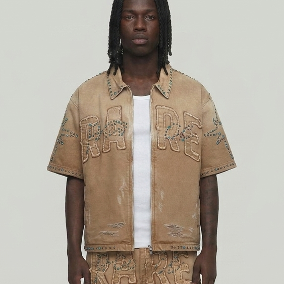 Rare Pace Denim zip up shirt wheat RJ6064