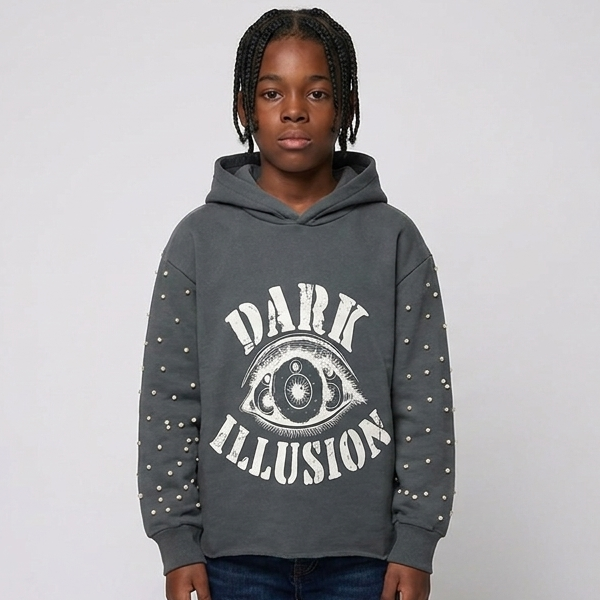Dark illusion hoodie kids charcoal