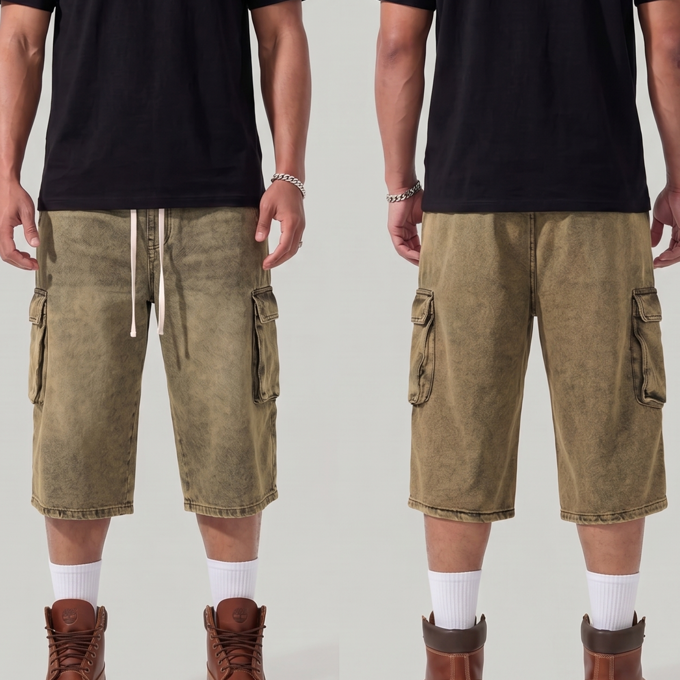 Dark illusion jorts khaki