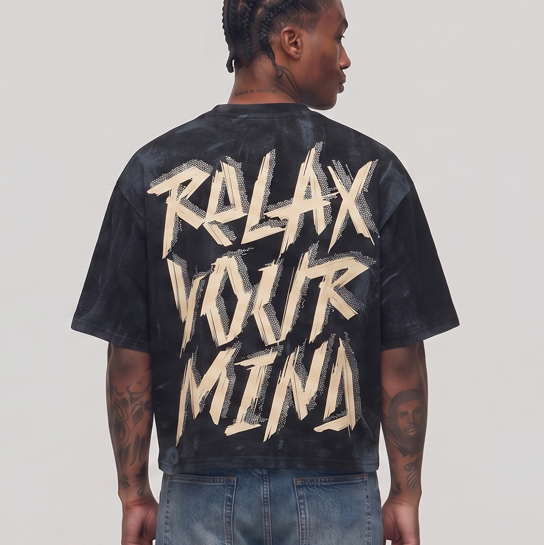 RELAX YOUR MIND CROPPED Black T1459