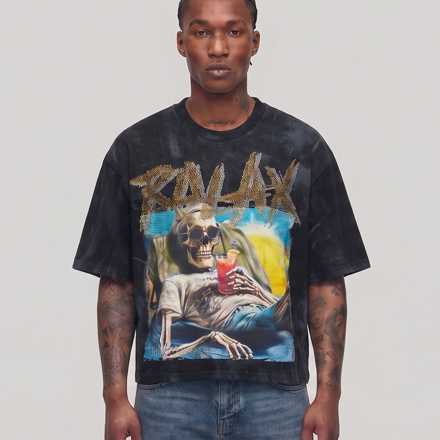 RELAX YOUR MIND CROPPED Black T1459