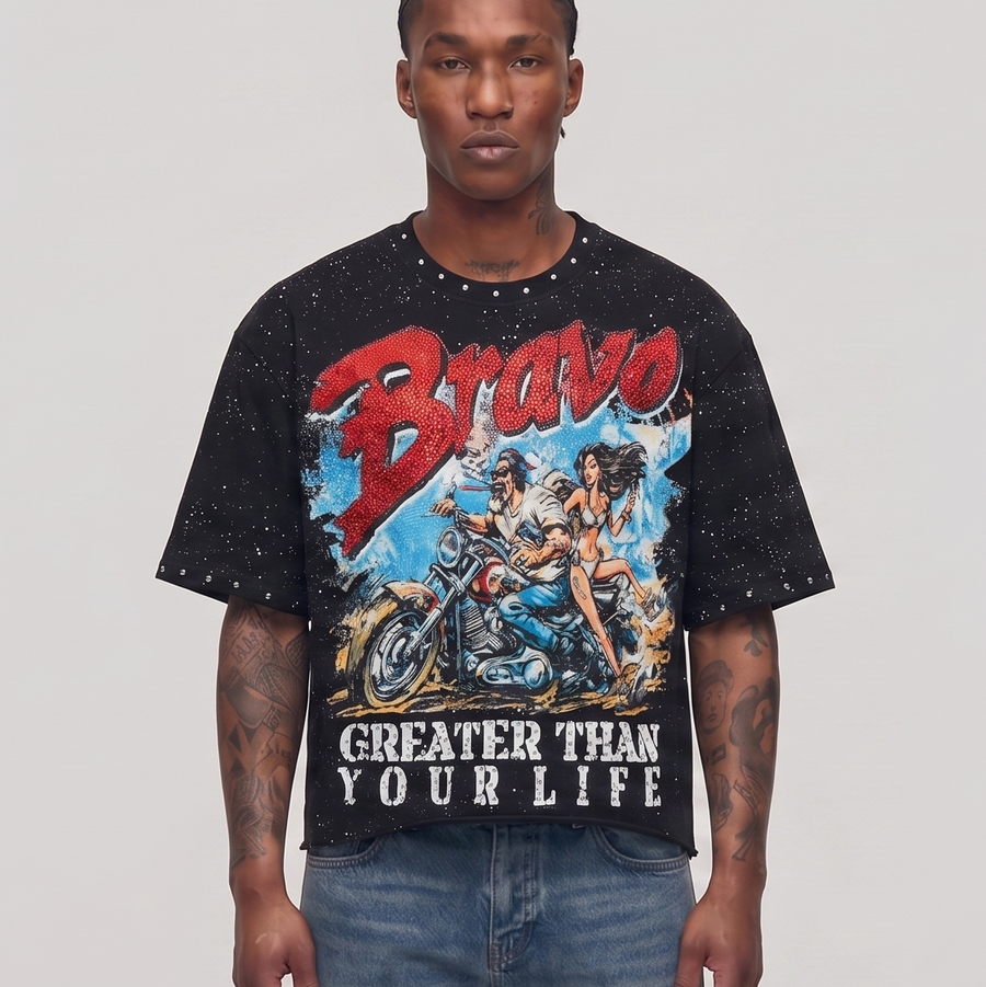 Bravo cropped shirt BLACK  T1499