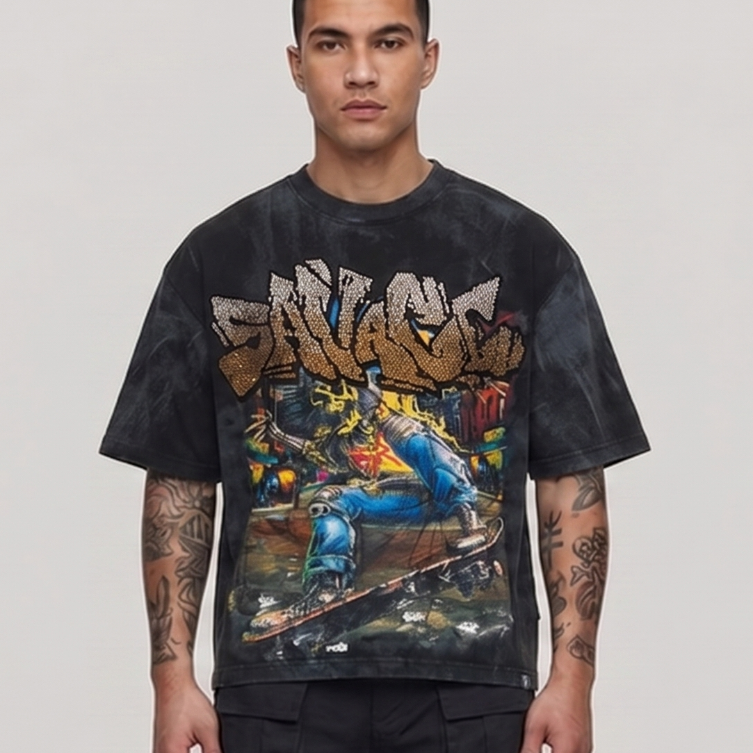 SAVAGE CROPPED SHIRT BLACK T1480