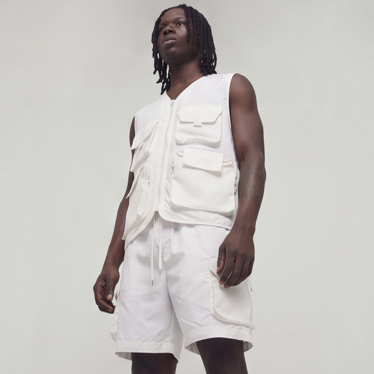 Rebel Minds White Cargo Shorts 100-911