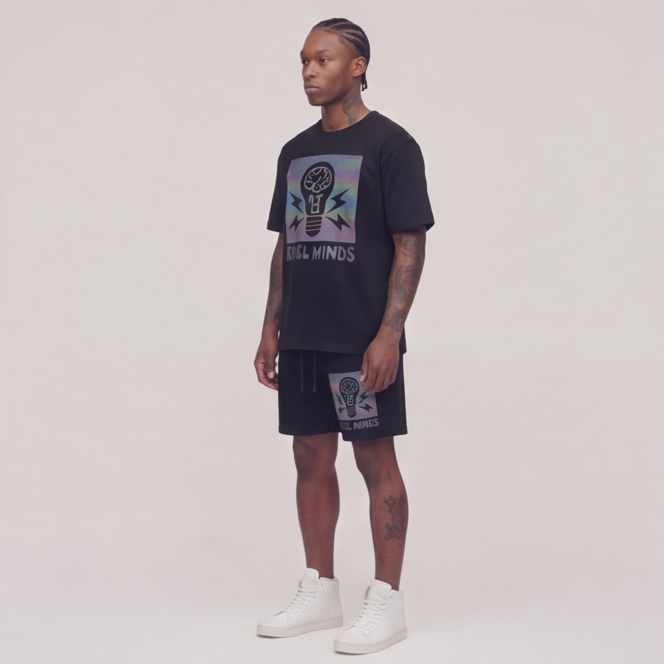 Rebel Minds Bulb Black Shorts