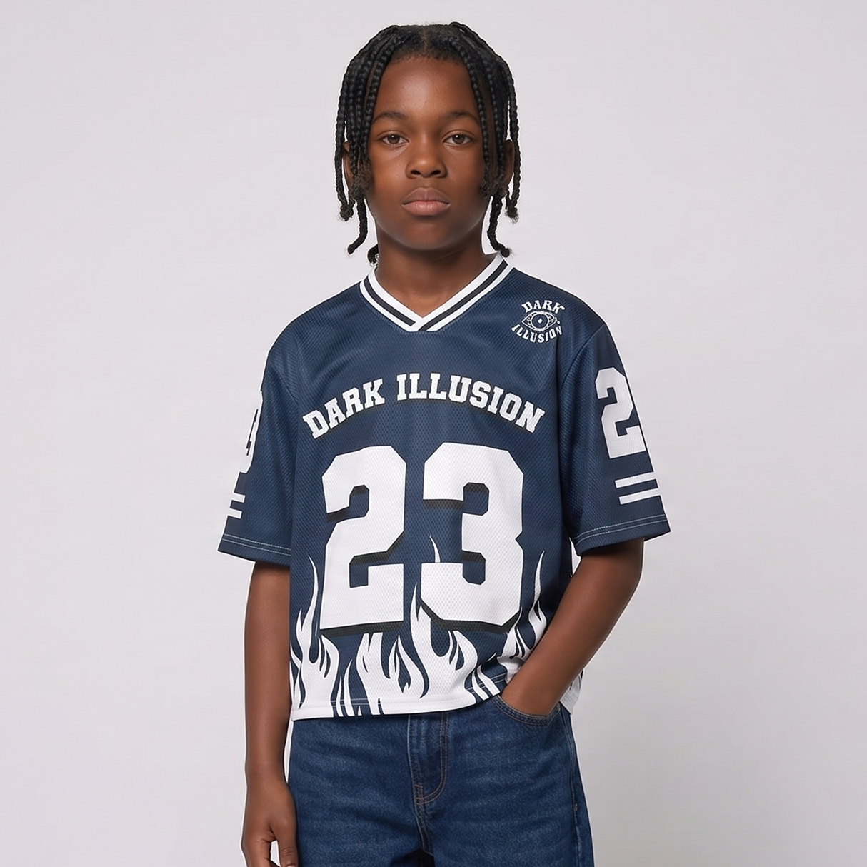 Dark Illusion Flame Jersey - Navy Blue (KIDS)