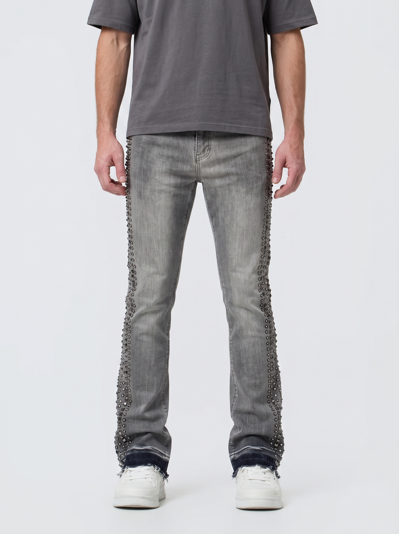 Waimea Men's Silver Studs Stacked Jeans GREY M8511D
