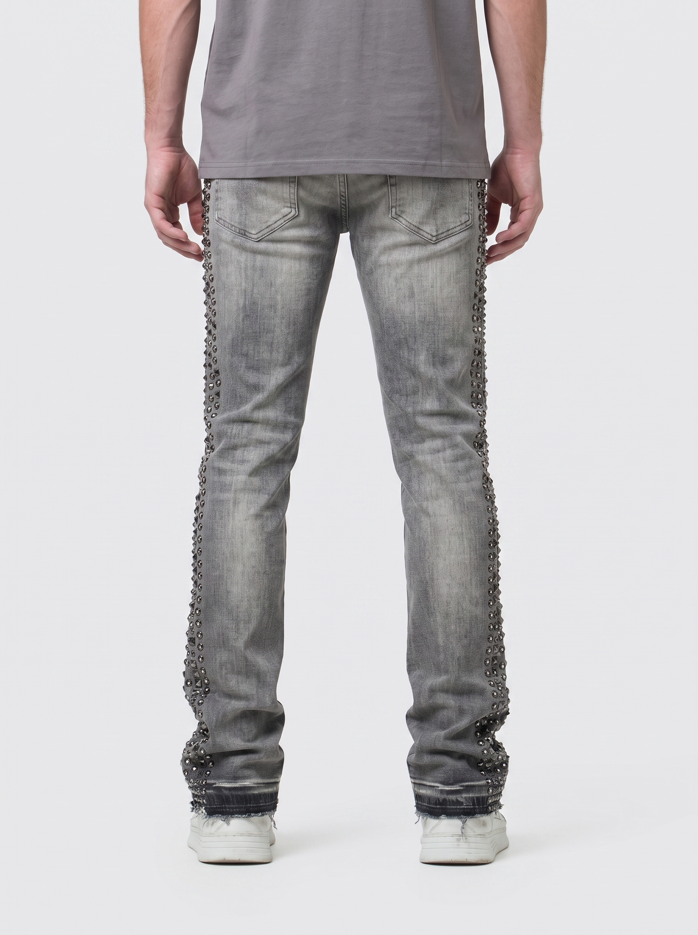 Waimea Men's Silver Studs Stacked Jeans GREY M8511D
