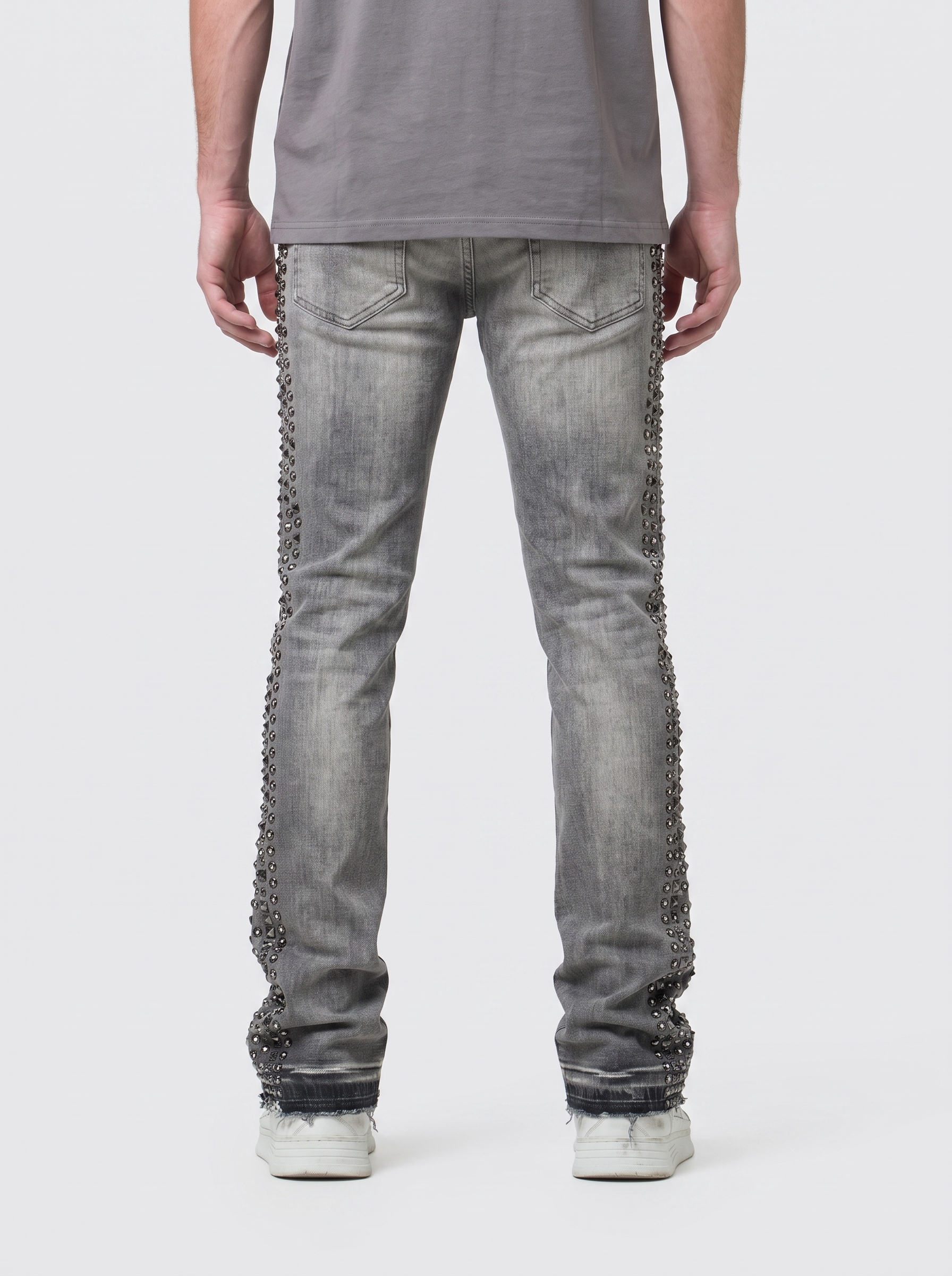 Waimea Men's Silver Studs Stacked Jeans GREY M8511D