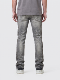 Waimea Men's Silver Studs Stacked Jeans GREY M8511D