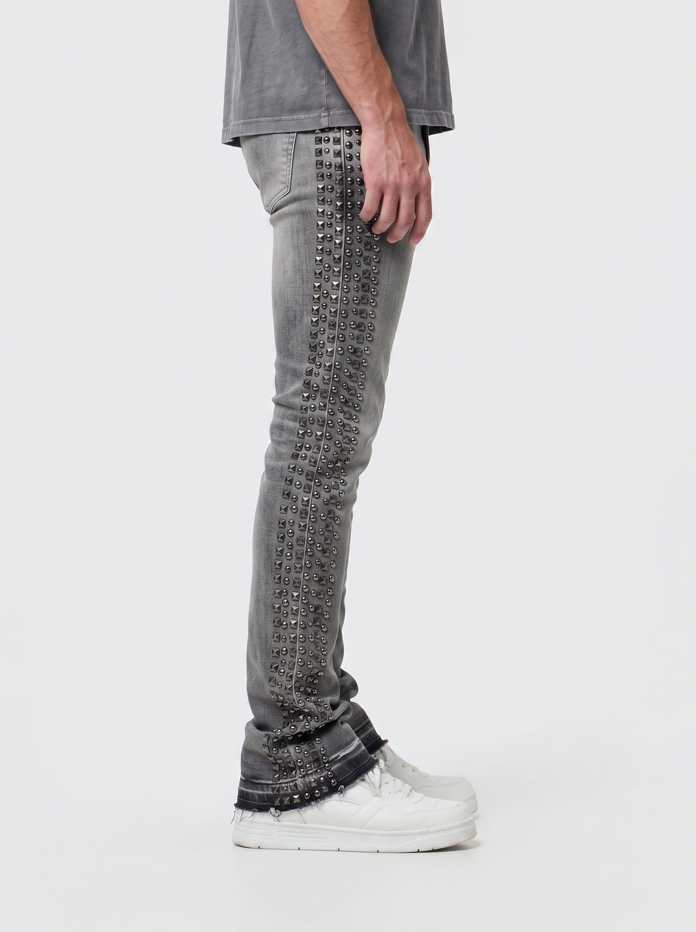 Waimea Men's Silver Studs Stacked Jeans GREY M8511D