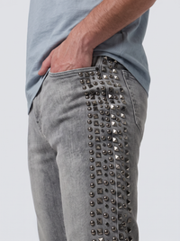 Waimea Men's Silver Studs Stacked Jeans GREY M8511D