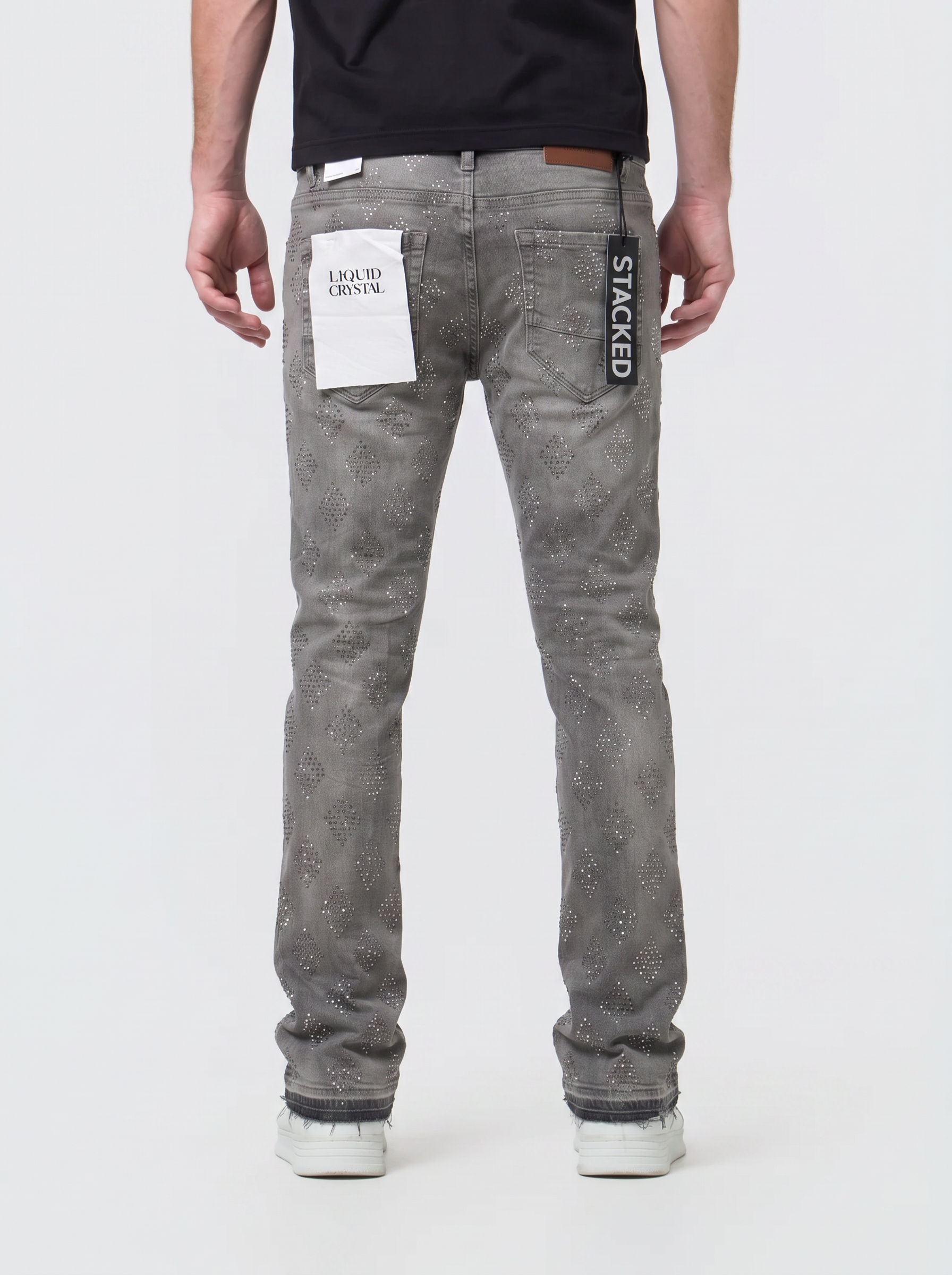 Liquid Crystal 'Diamond Crystal' Stacked Rhinestone Denim (Smoked Grey) JTF2317