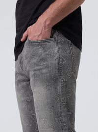 Liquid Crystal 'Diamond Crystal' Stacked Rhinestone Denim (Smoked Grey) JTF2317