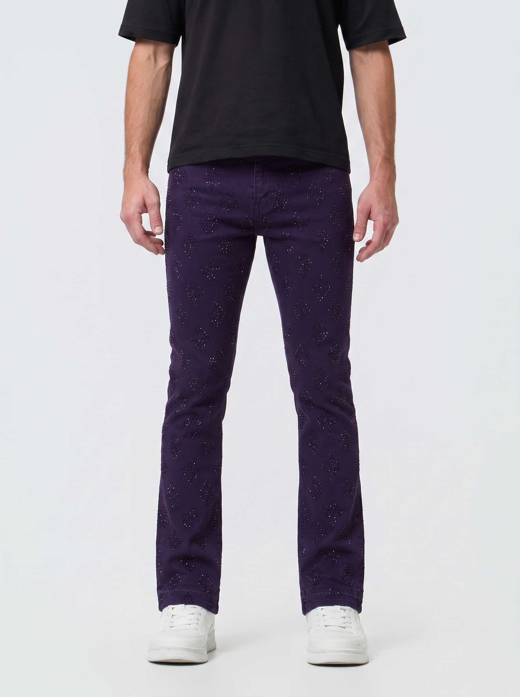 Liquid Crystal 'Diamond Crystal' Stacked Rhinestone Denim (purple ) JTF2317