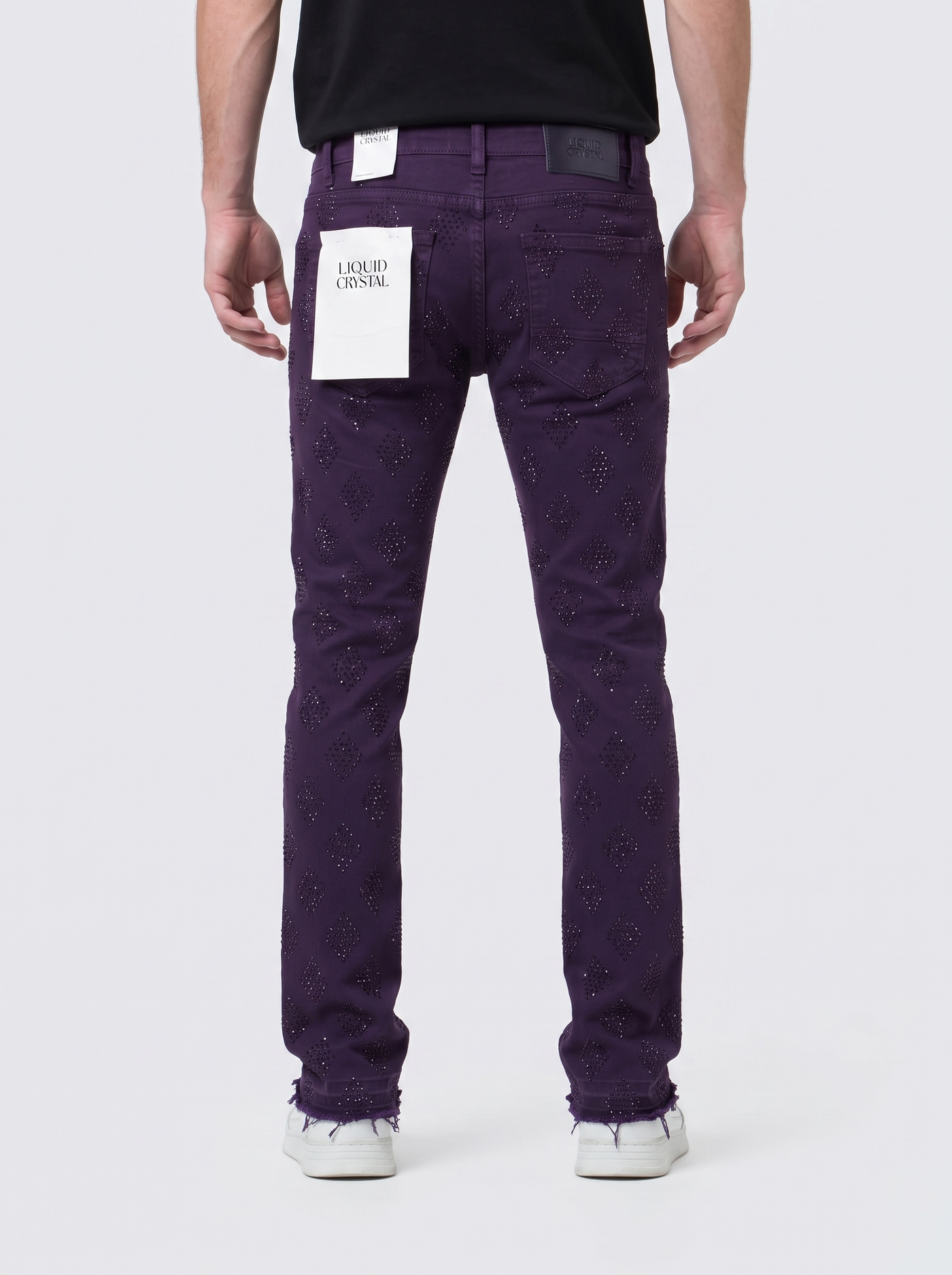 Liquid Crystal 'Diamond Crystal' Stacked Rhinestone Denim (purple ) JTF2317