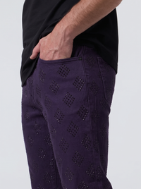 Liquid Crystal 'Diamond Crystal' Stacked Rhinestone Denim (purple ) JTF2317