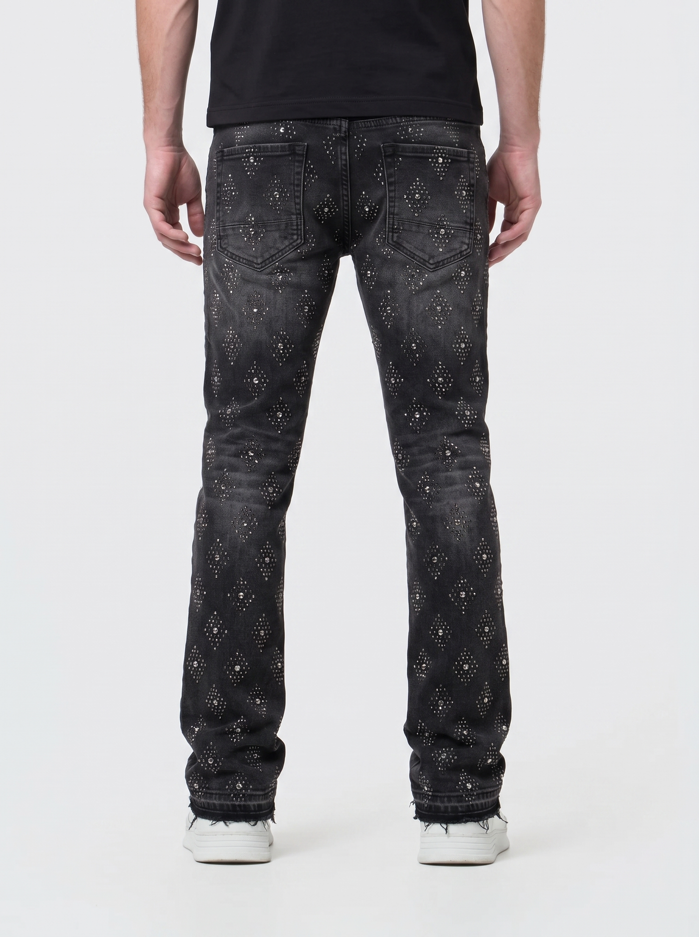 Liquid Crystal 'Diamond Crystal' Stacked Rhinestone Denim (Black Shadow ) JTF2317
