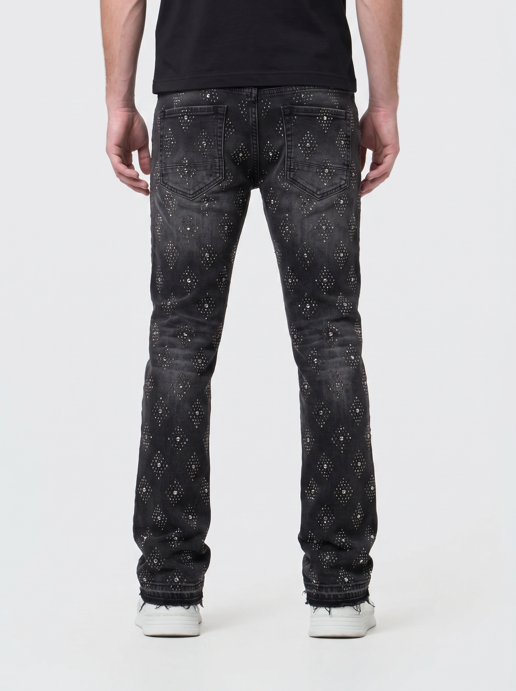 Liquid Crystal 'Diamond Crystal' Stacked Rhinestone Denim (Black Shadow ) JTF2317