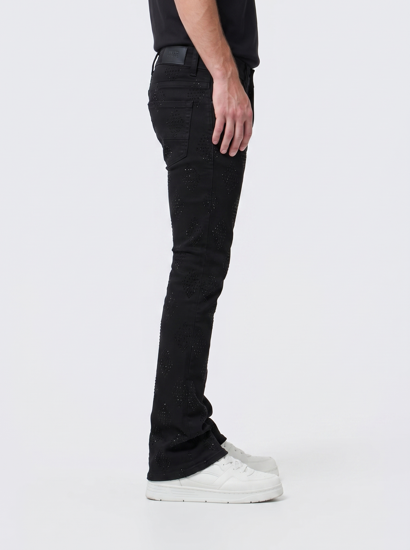 Liquid Crystal 'Diamond Crystal' Stacked Rhinestone Denim (Jet Black  ) JTF2317A
