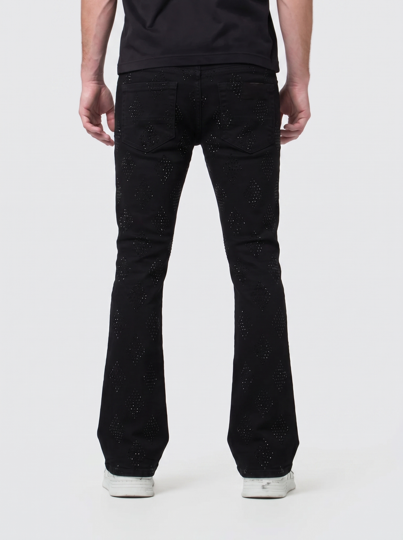 Liquid Crystal 'Diamond Crystal' Stacked Rhinestone Denim (Jet Black  ) JTF2317A