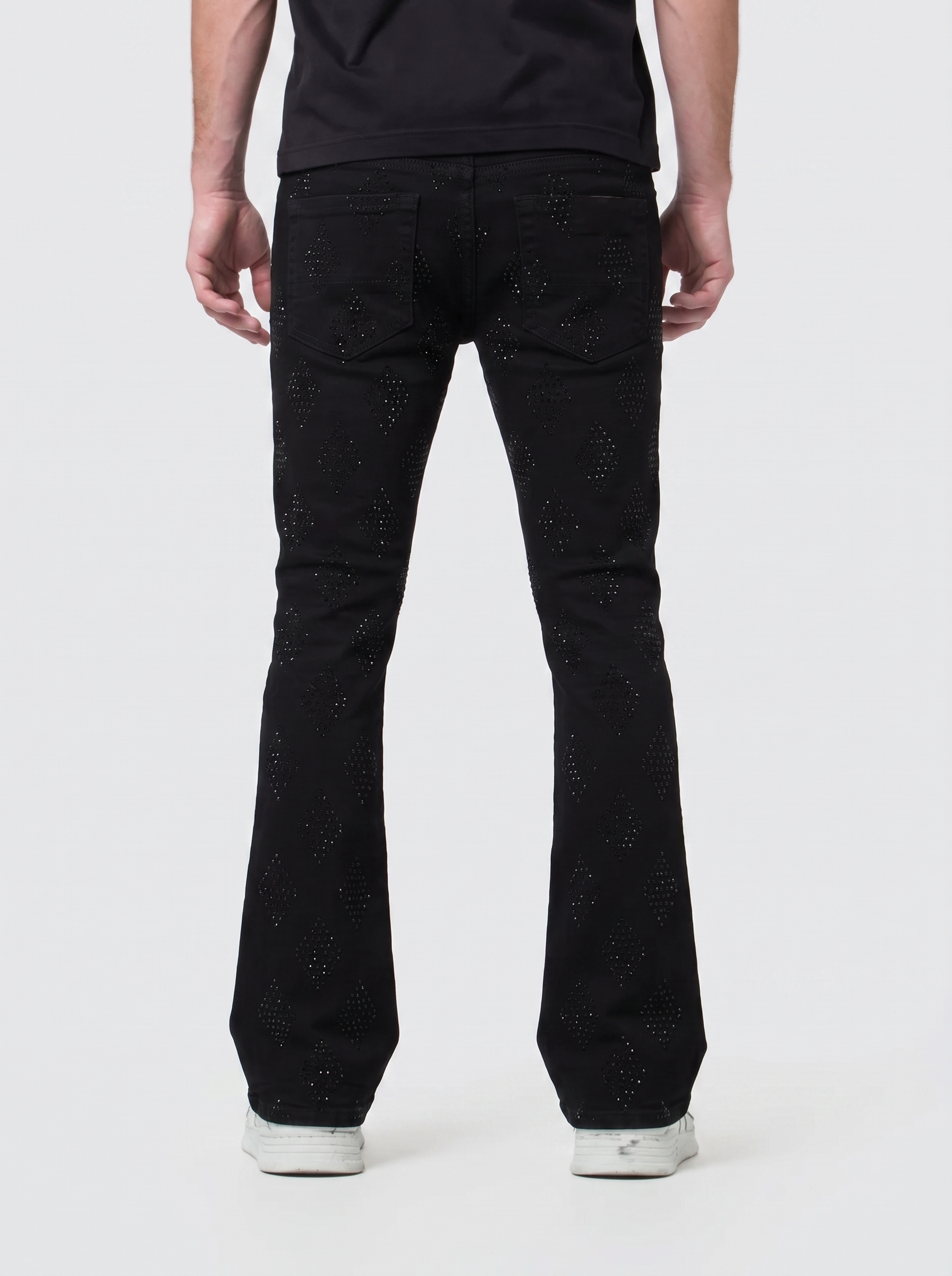 Liquid Crystal 'Diamond Crystal' Stacked Rhinestone Denim (Jet Black  ) JTF2317A