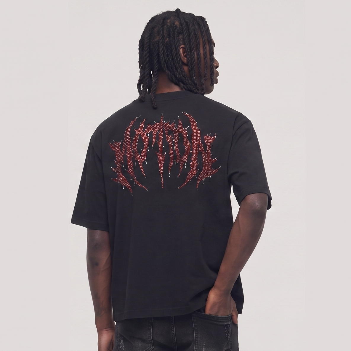 Dark illusion motion cropped shirt Black
