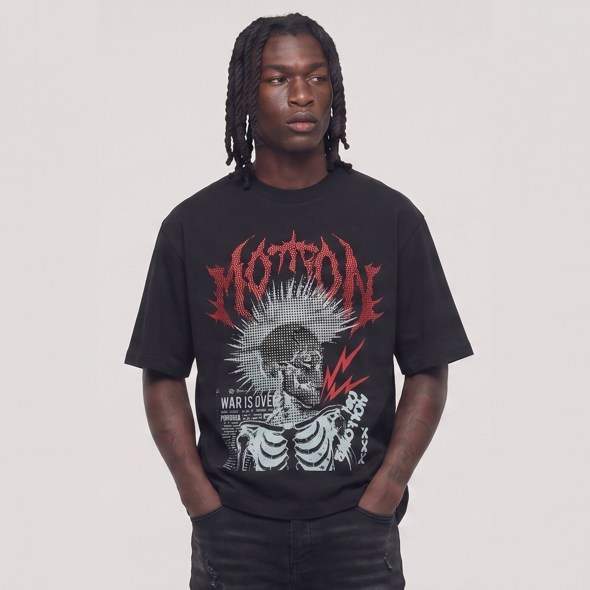 Dark illusion motion cropped shirt Black