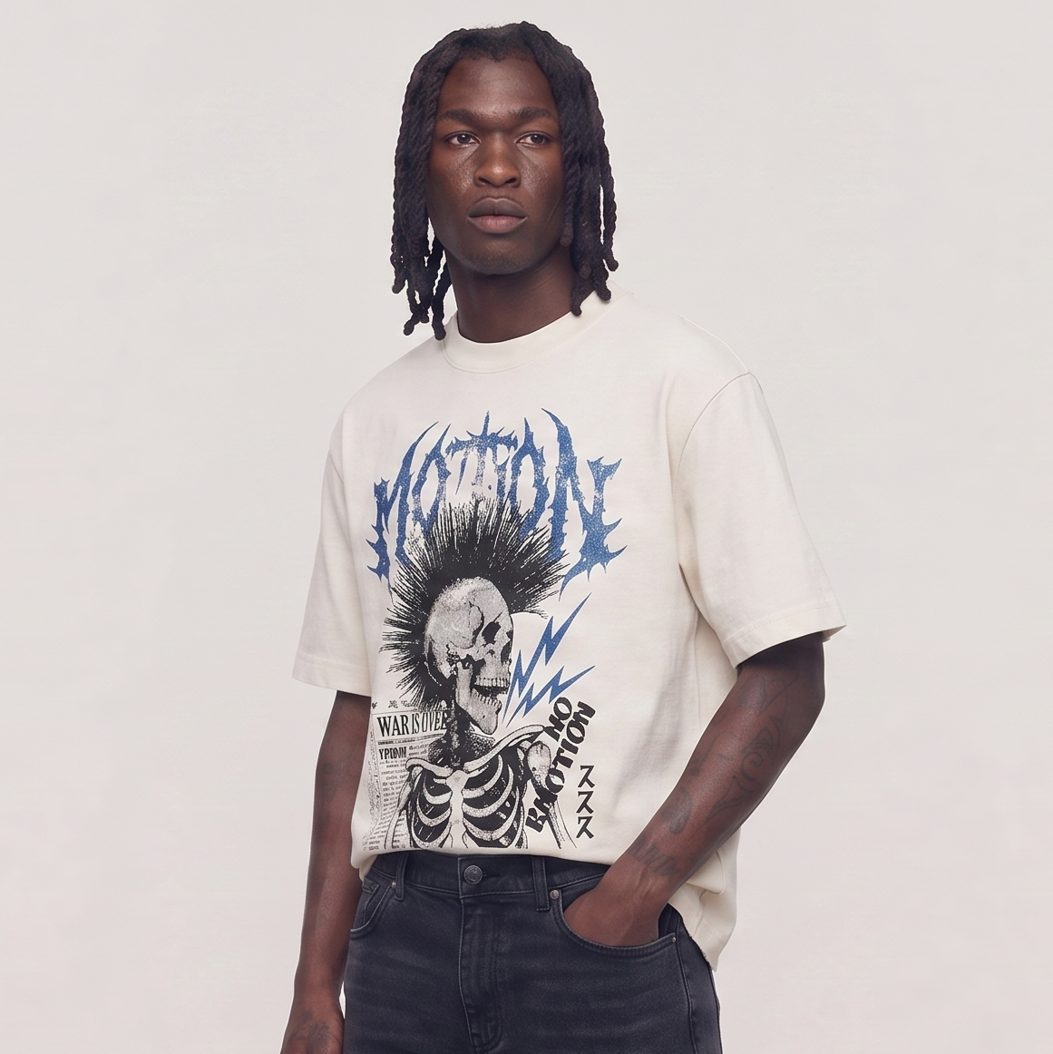 Dark illusion motion cropped shirt White