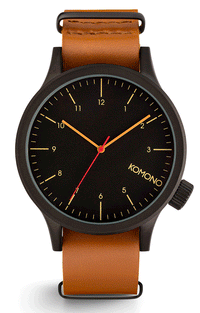 Komono Black Cognac Watch