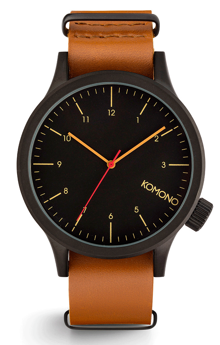 Komono Black Cognac Watch