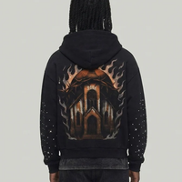 DARK ILLUSION SKULL ZIPUP HOODIE BLACK