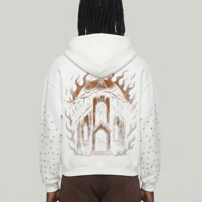 DARK ILLUSION SKULL ZIPUP HOODIE WHITE