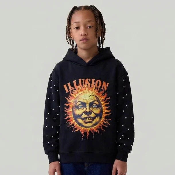 Grinning colossal sun hoodie kids