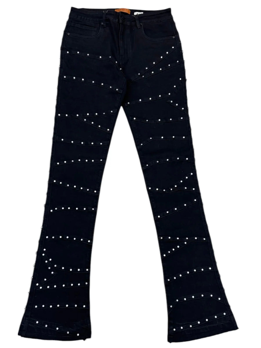 Waimea Men’s Stacked Jeans with Crystal Stud Detailing m8306d