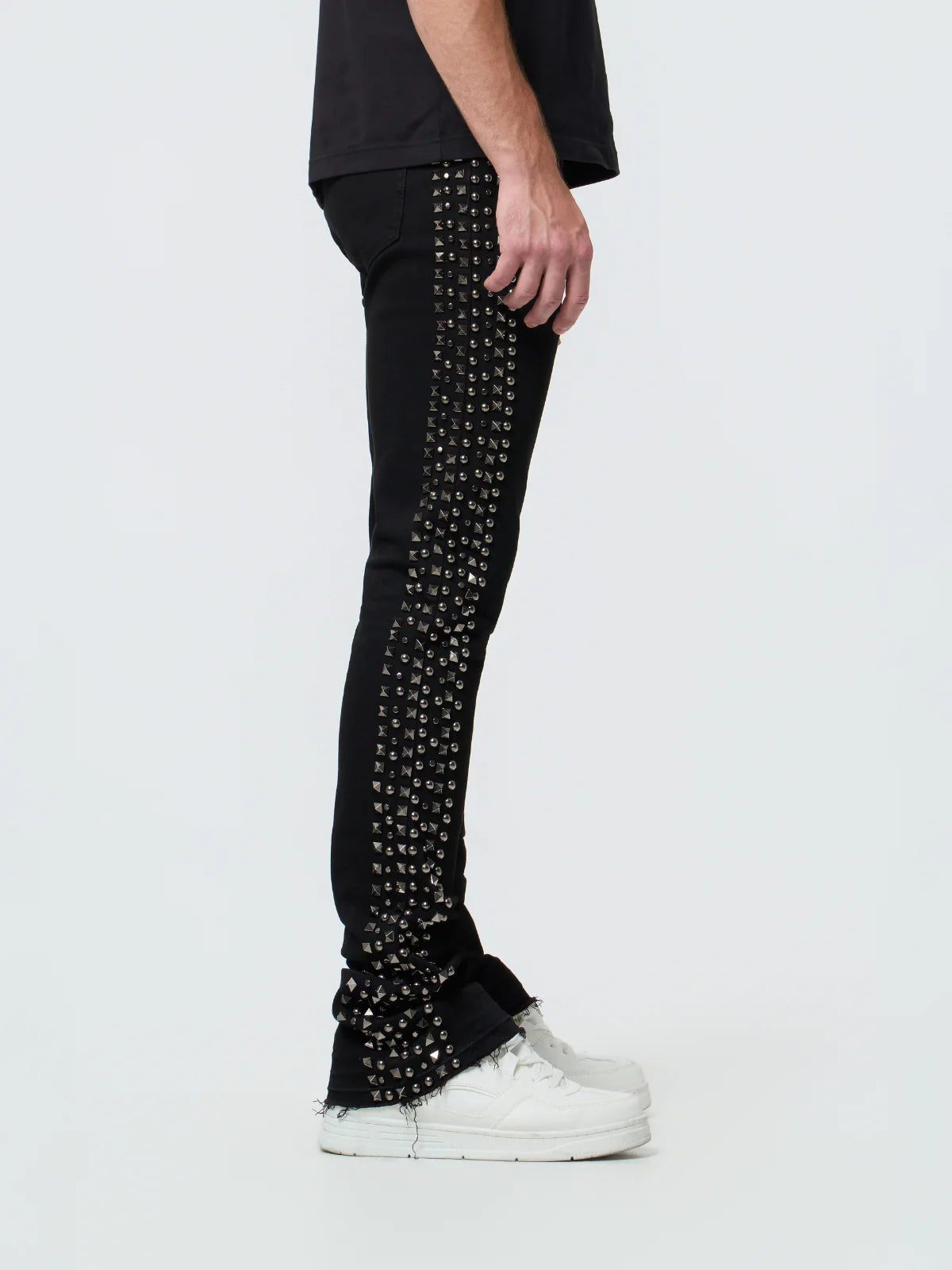 Waimea Men's Silver Studs Stacked Jeans JET Black M8511D