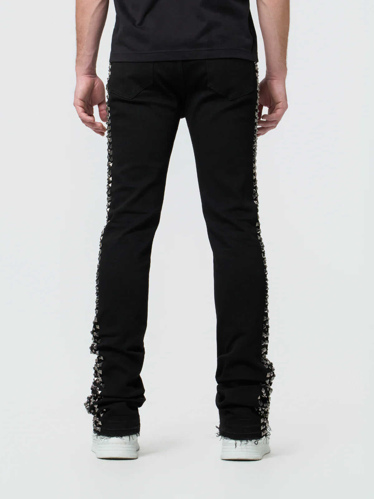 Waimea Men's Silver Studs Stacked Jeans JET Black M8511D