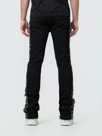 Waimea Men's Silver Studs Stacked Jeans JET Black M8511D