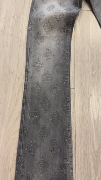 Liquid Crystal 'Diamond Crystal' Stacked Rhinestone Denim (Smoked Grey) JTF2317