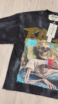 RELAX YOUR MIND CROPPED Black T1459