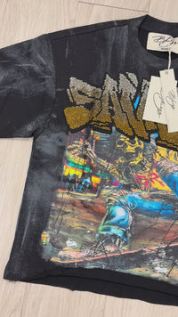 SAVAGE CROPPED SHIRT BLACK T1480