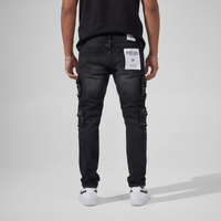 Black wash cargo denim jeans FOCUS 2401
