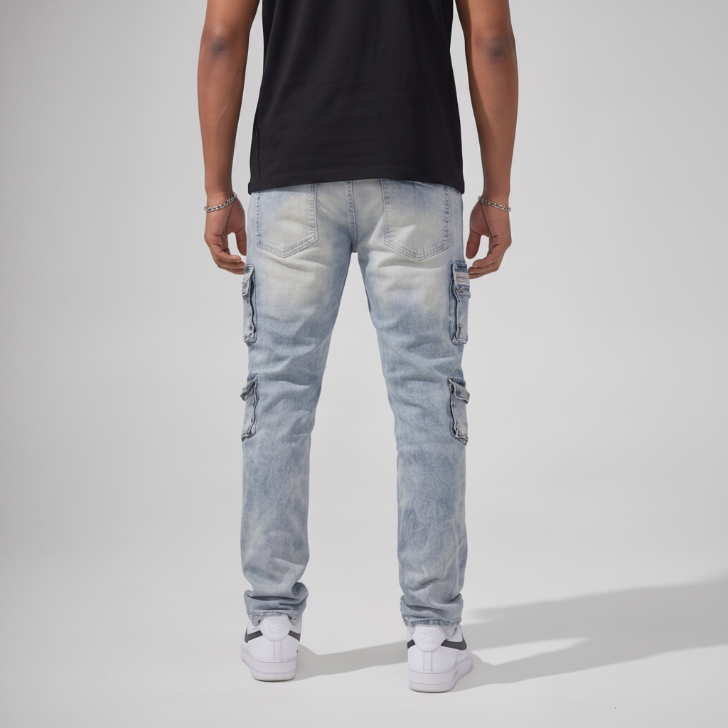 Ice blue cargo denim jeans FOCUS 2401