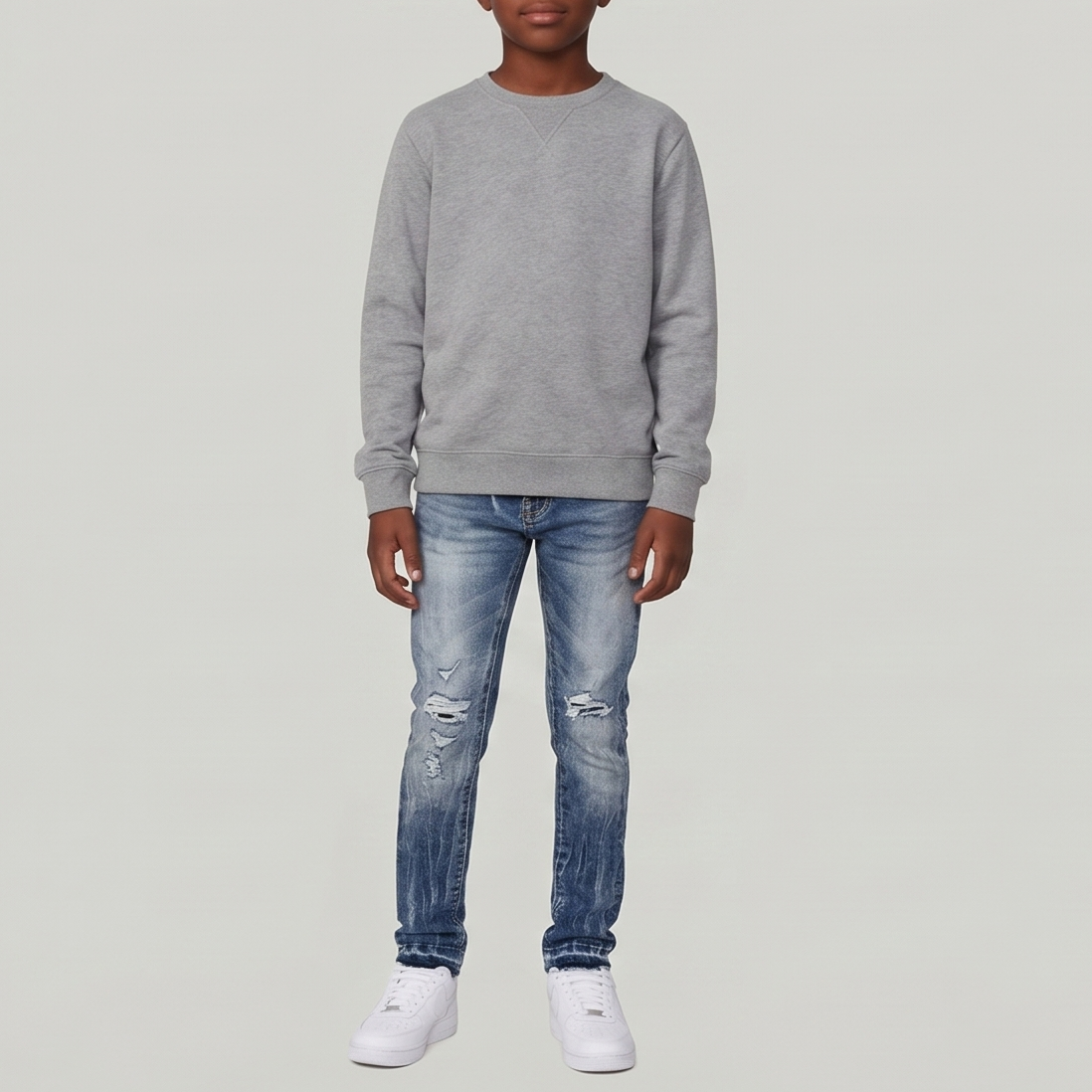 Kids Attitude Stacked Denim (Medium Blue)jtf2294b