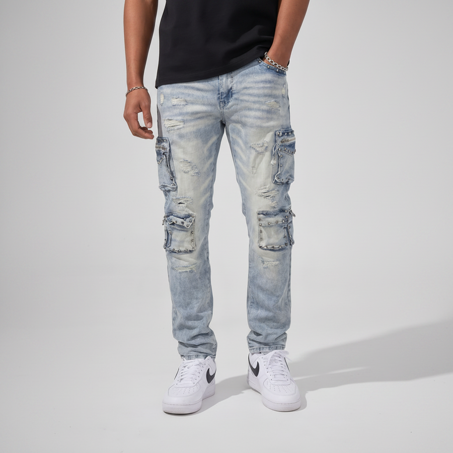 Ice blue cargo denim jeans FOCUS 2401