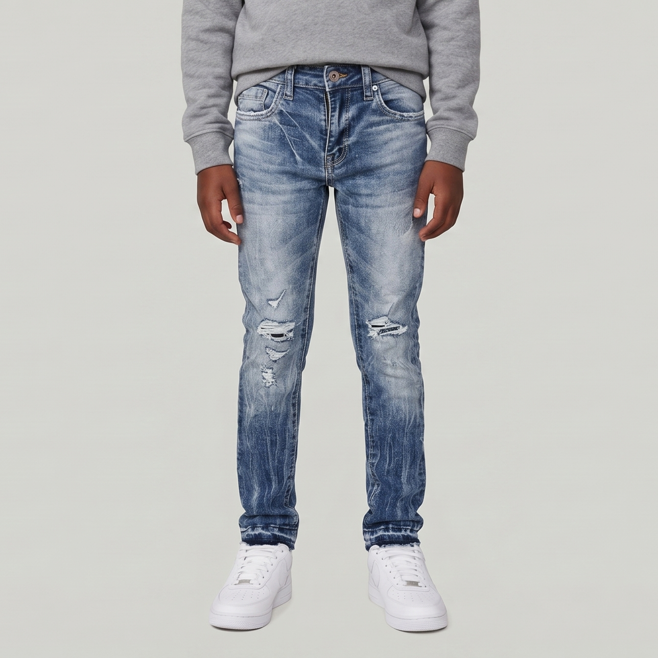 Kids Attitude Stacked Denim (Medium Blue)jtf2294b