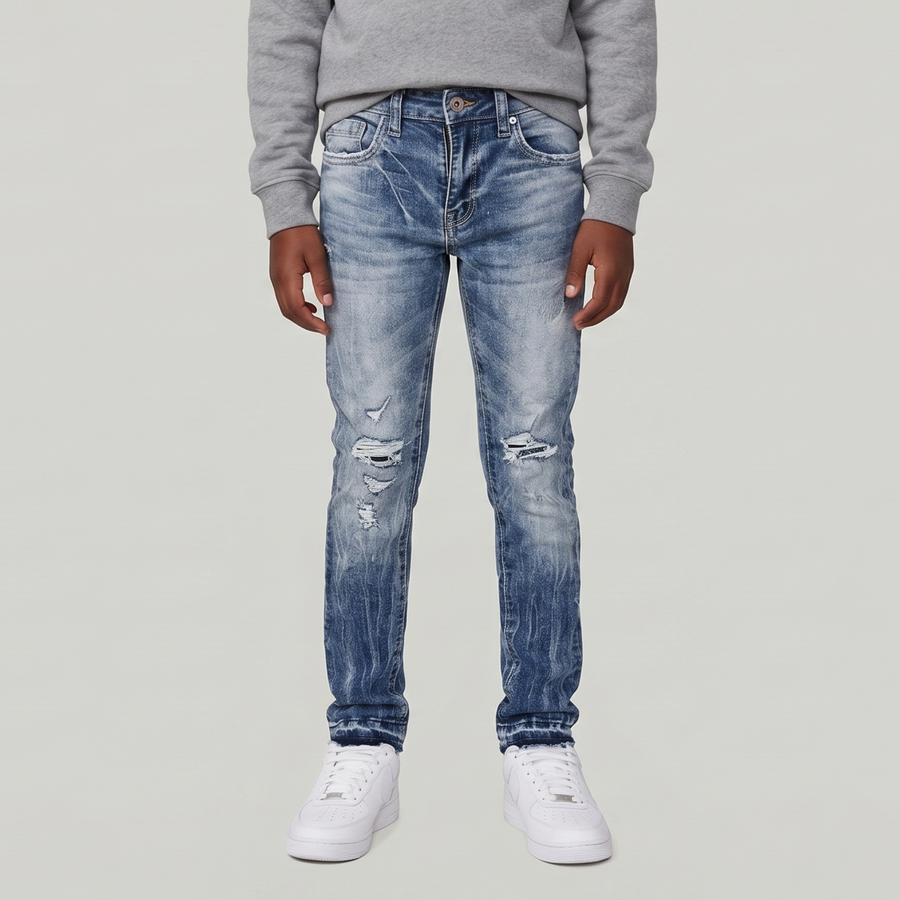 Kids Attitude Stacked Denim (Medium Blue)jtf2294b