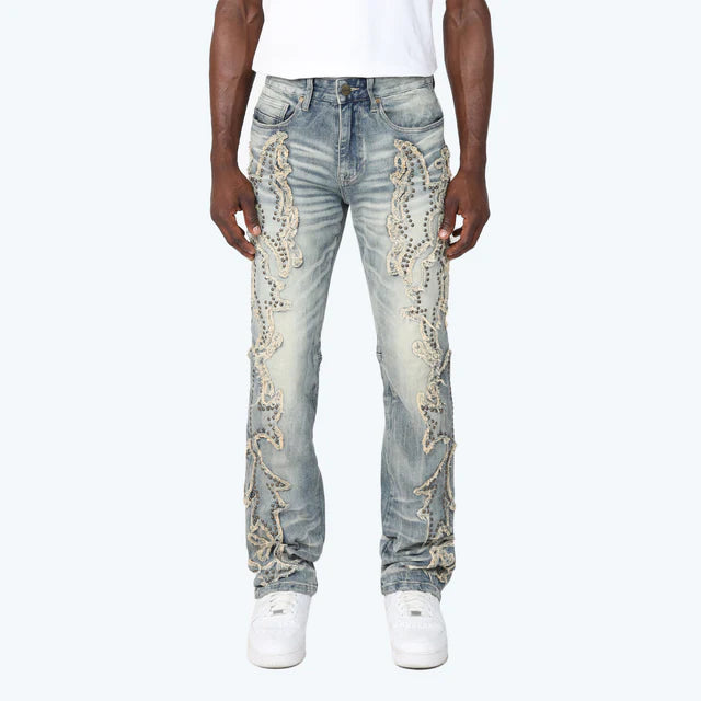 Stacked Western Themed Jeans
