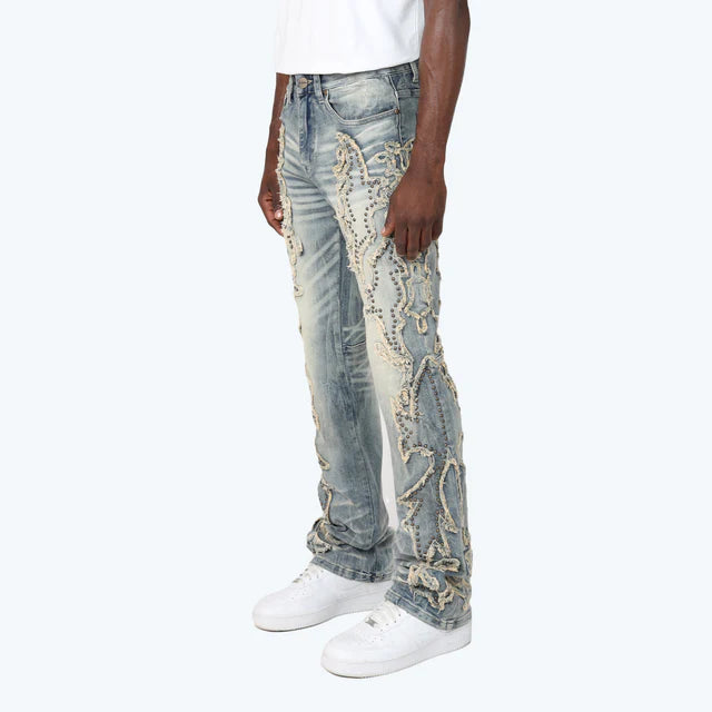Stacked Western Themed Jeans