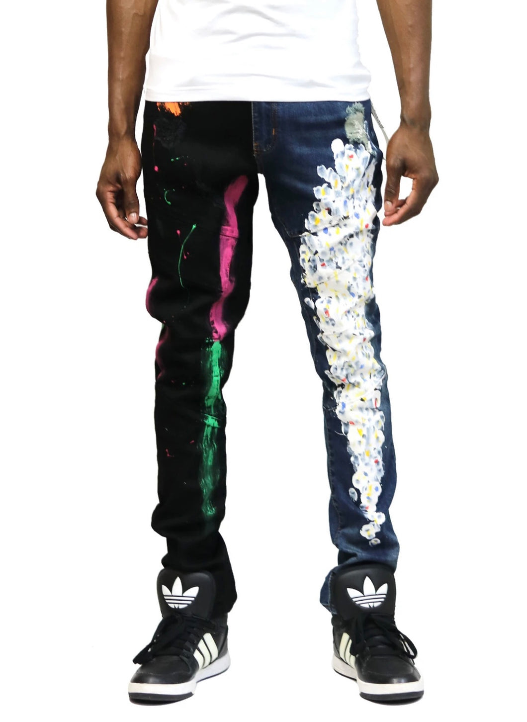 Dijon Limited Premium Washed Half and Half Skinny Denim Pants